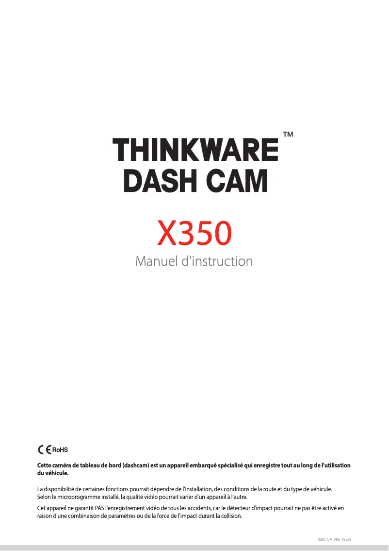 Page n°1 - Manuel utilisateur Thinkware X350