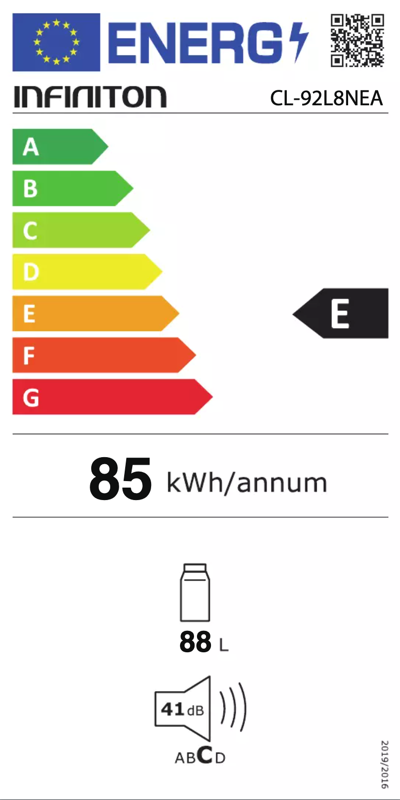 Page n°1 - Label énergétique Infiniton CL-92L8NEA