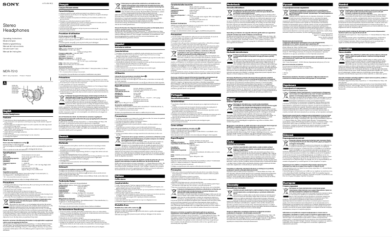 Page n°1 - Manuel utilisateur Sony MDR-7510