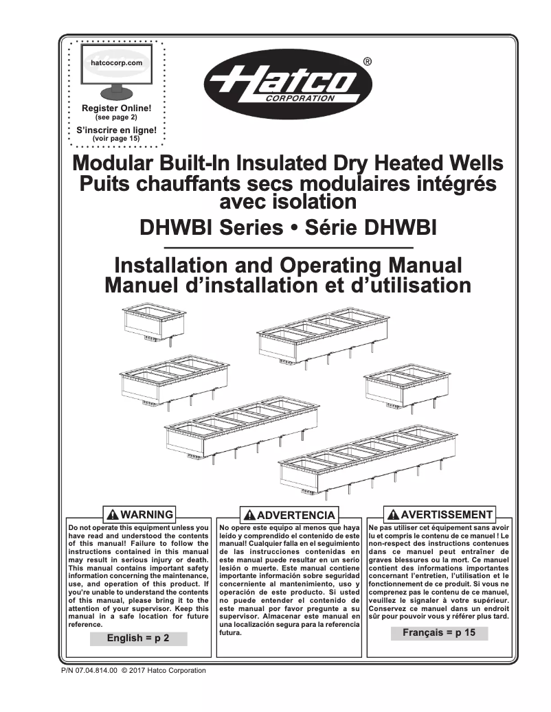 Page n°1 - Manuel utilisateur Hatco DHWBI-6