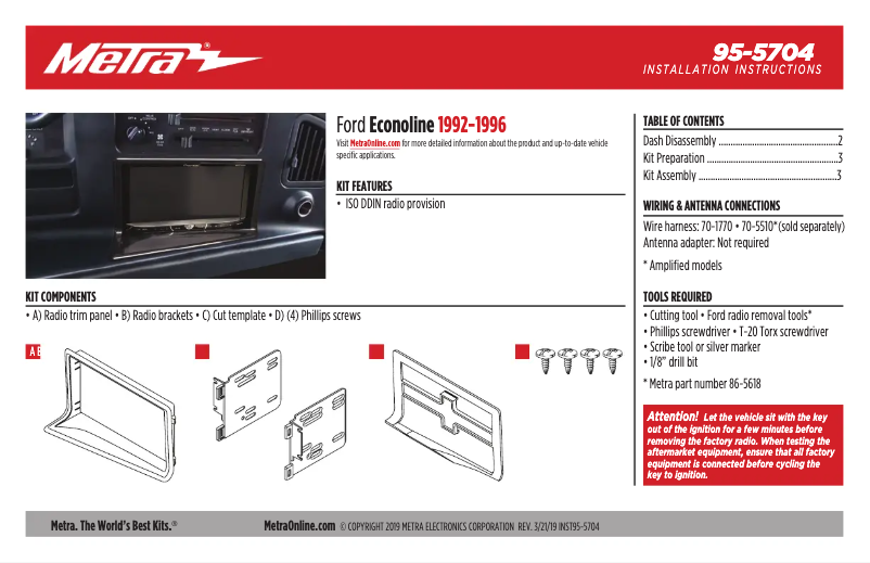 Page n°1 - Manuel utilisateur Metra 95-7953