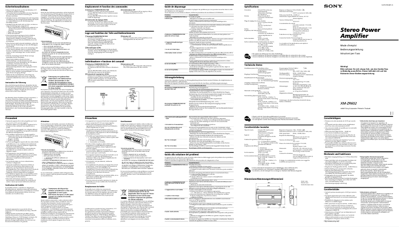 Page 1 de la notice Manuel utilisateur Sony XM-ZR602