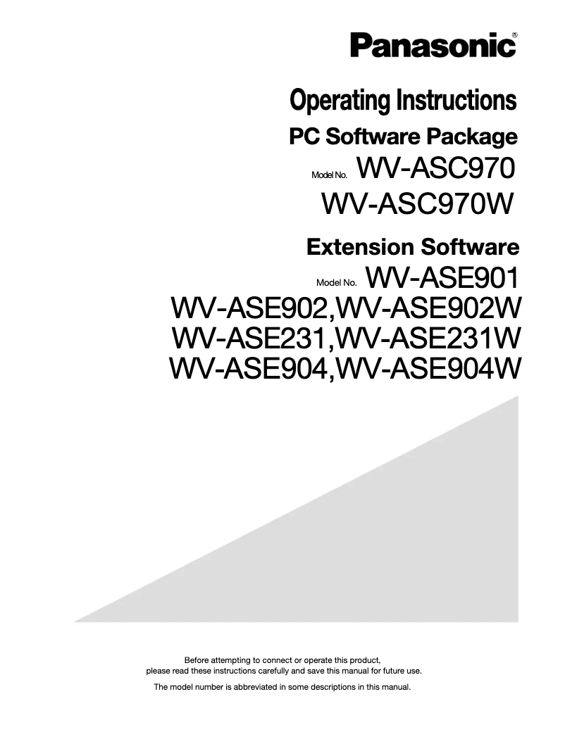 Page n°1 - Manuel utilisateur Panasonic WV-ASE904W