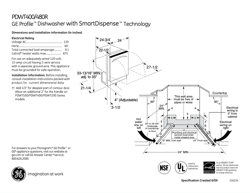 Imagen de la primera página del manual del dispositivo Profile PDWT400RBB