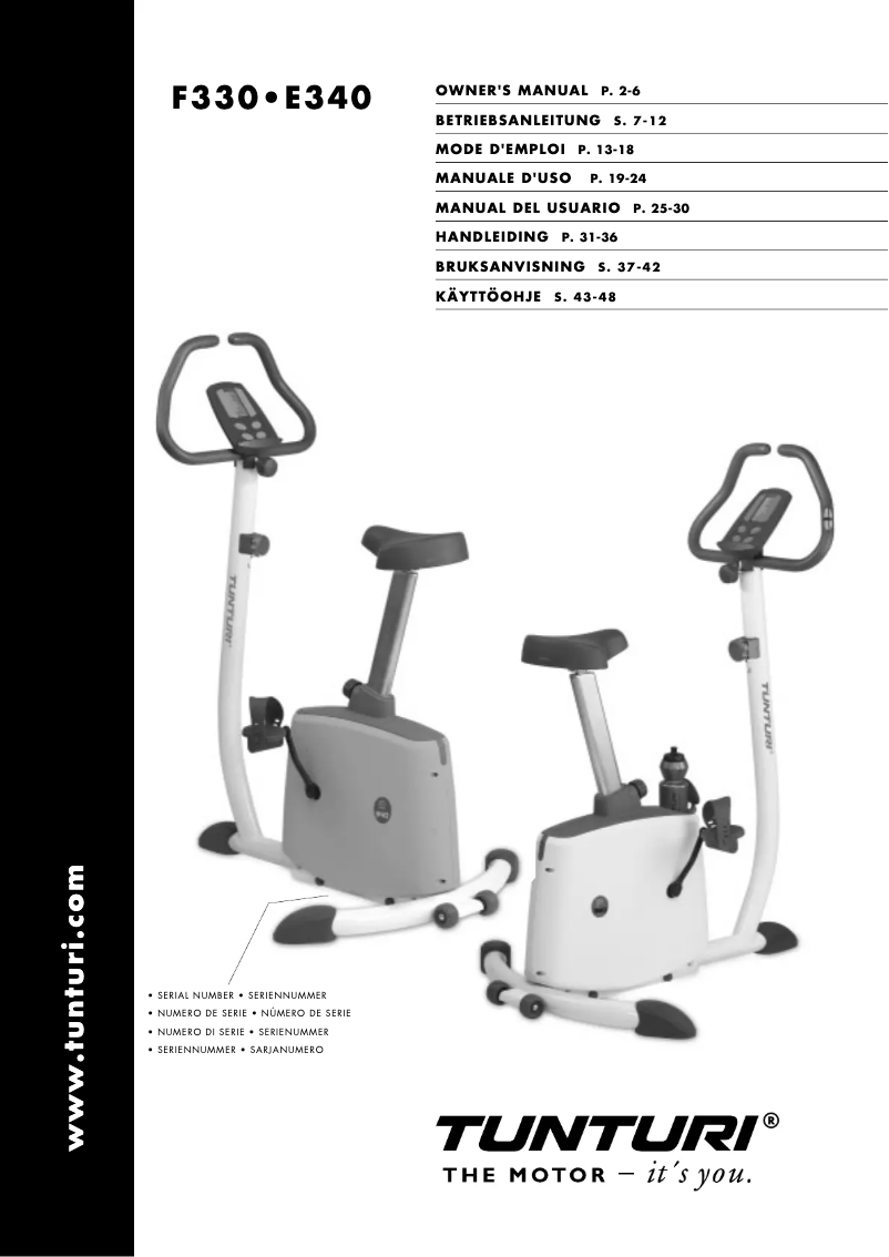 Page n°1 - Manuel utilisateur Tunturi E340