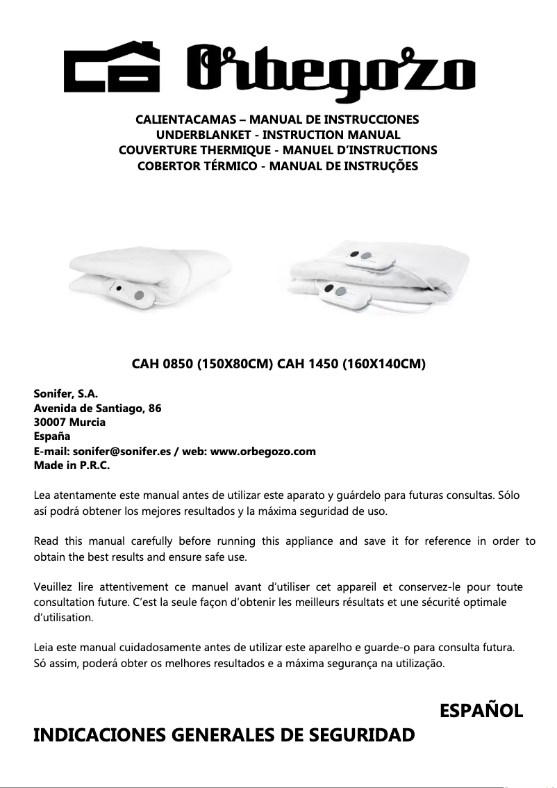 Image de la première page du manuel de l'appareil CAH 1450