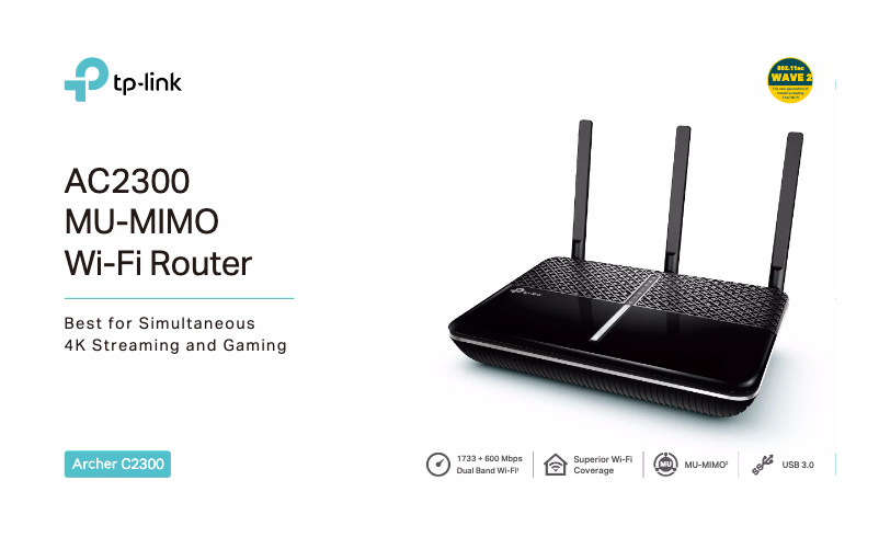 Page 1 de la notice Fiche technique TP-Link AC2300 DUAL-BAND