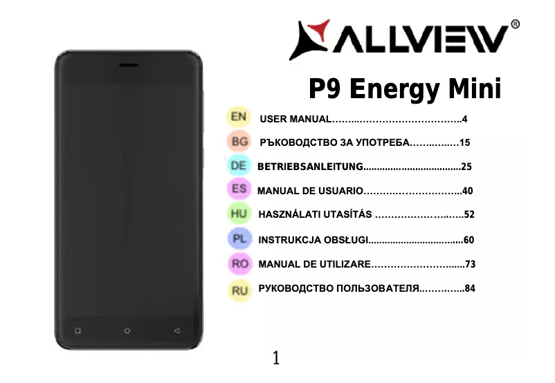 Page 1 de la notice Manuel utilisateur Allview P9 Energy Mini