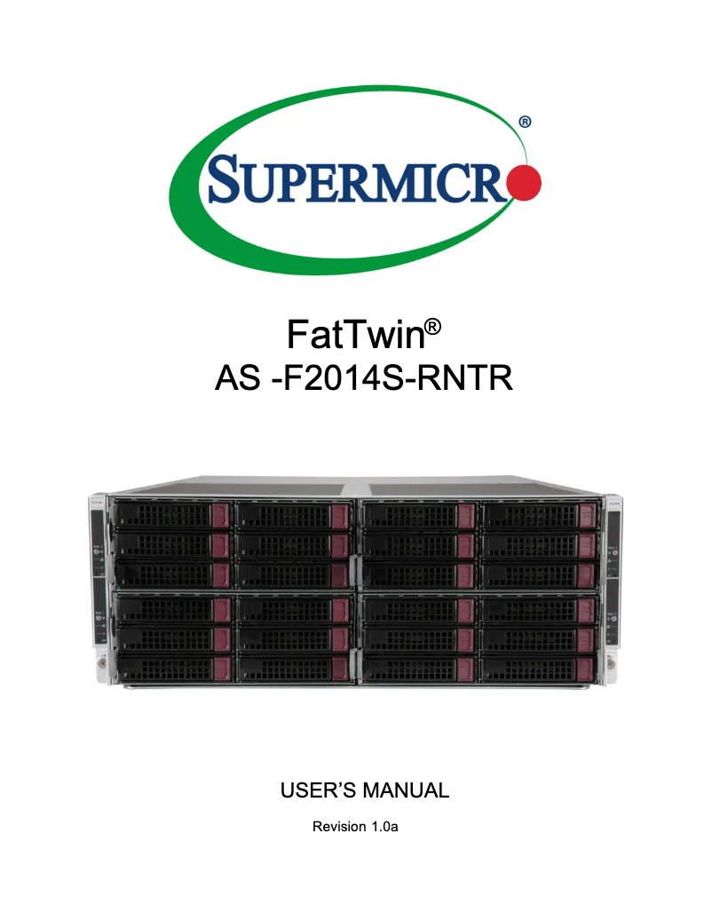 Page 1 de la notice Manuel utilisateur Supermicro A+ Server F2014S-RNTR