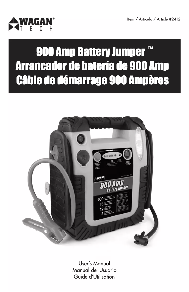 Imagen de la primera página del manual del dispositivo 900 Amp Battery Jumper