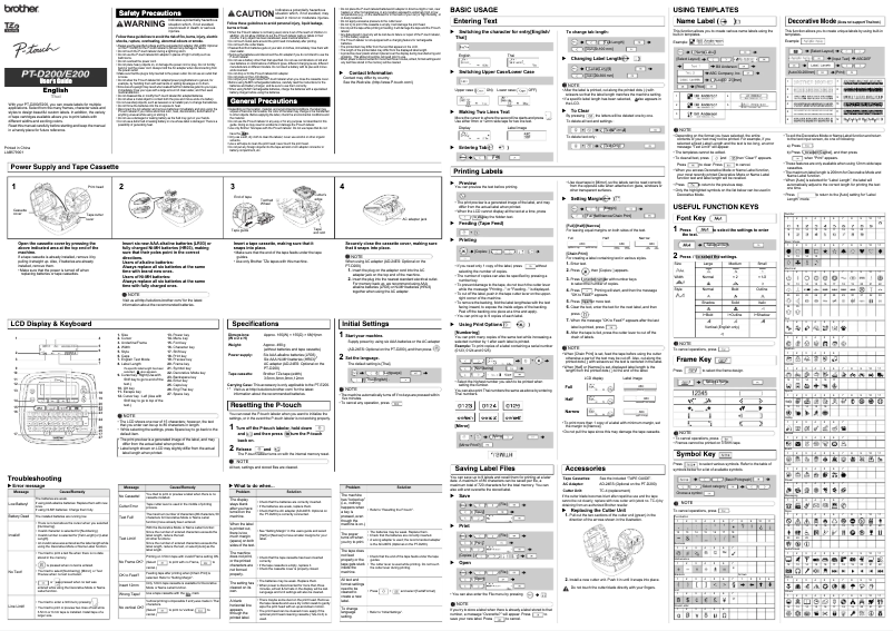 Page 1 de la notice Manuel utilisateur Brother P-touch PT-D200KN