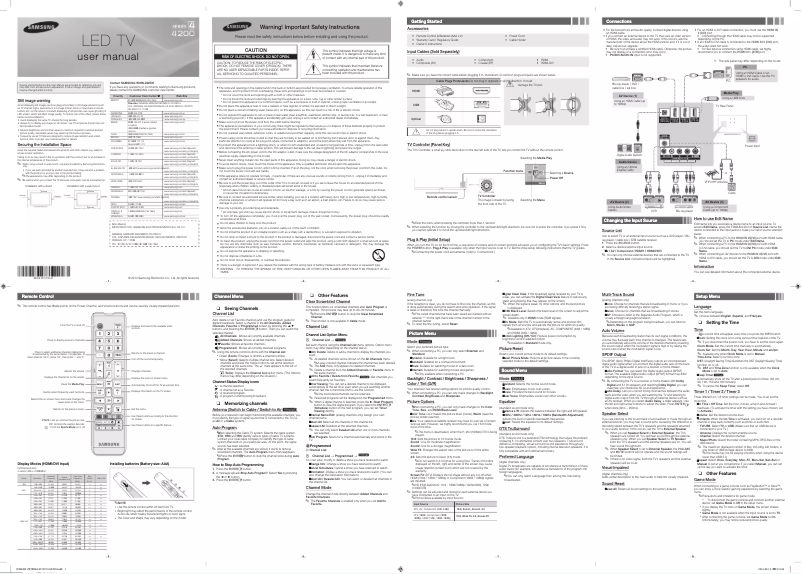 Page 1 de la notice Manuel utilisateur Samsung UN48H4200AF