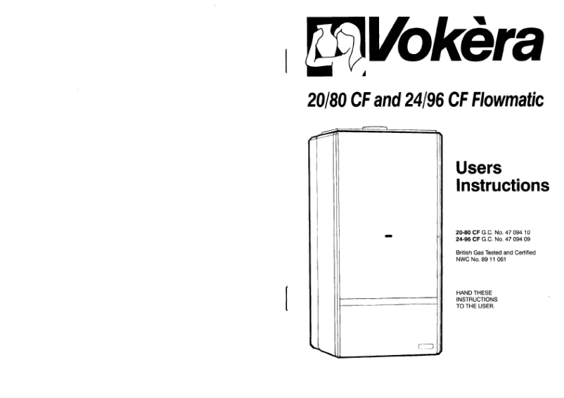 Page 1 de la notice Manuel utilisateur Vokèra 20/80 CF Flowmatic