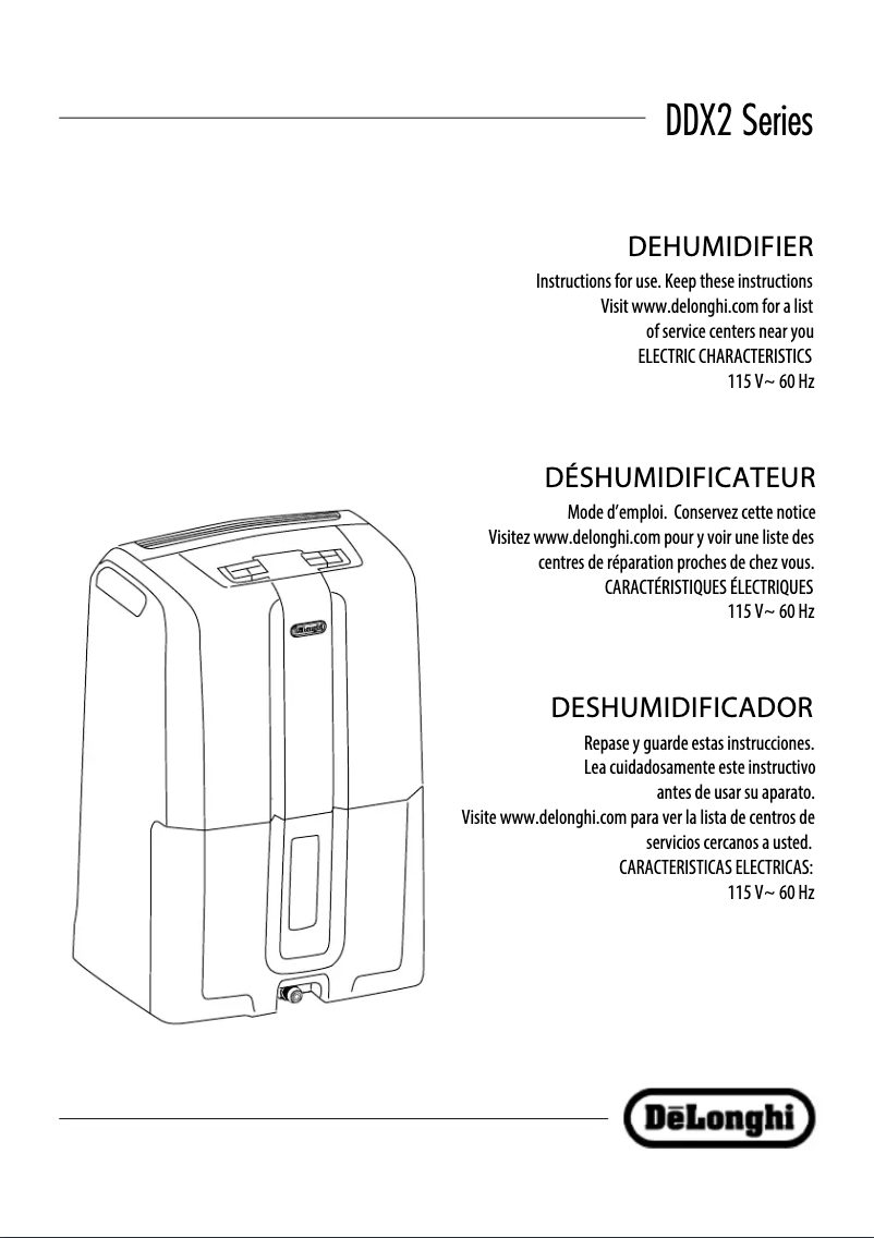 Page 1 de la notice Manuel utilisateur DeLonghi DDX250PEF