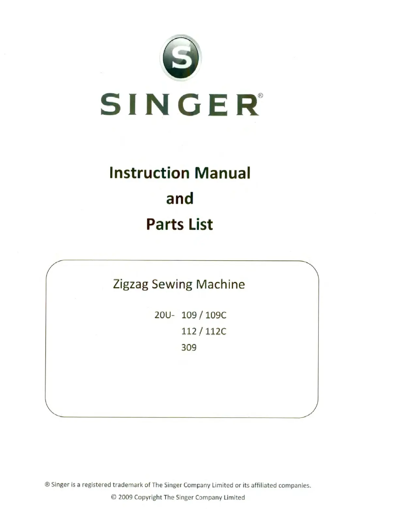Page n°1 - Manuel utilisateur Singer 20U-109 Industrial