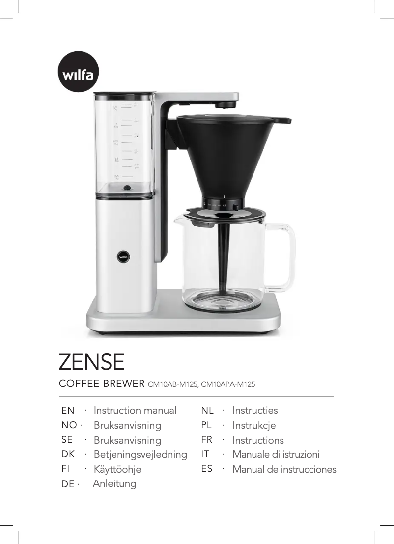 Page 1 de la notice Manuel utilisateur Wilfa Zense CM10APA-M125