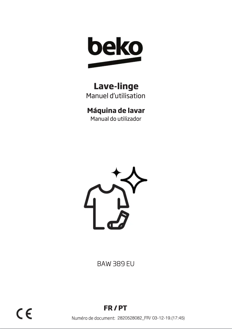 Page 1 de la notice Manuel utilisateur Beko BAW 389 EU