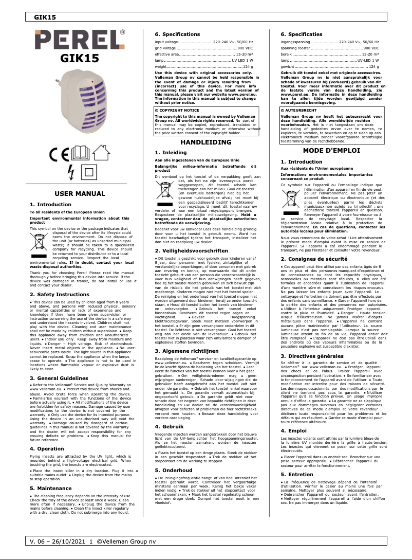 Image de la première page du manuel de l'appareil GIK15