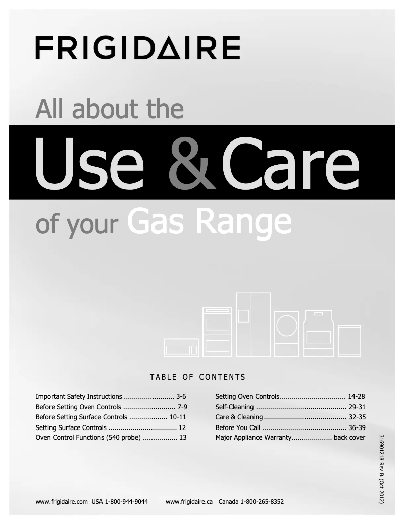 Page n°1 - Manuel utilisateur Frigidaire FGGF3054MW