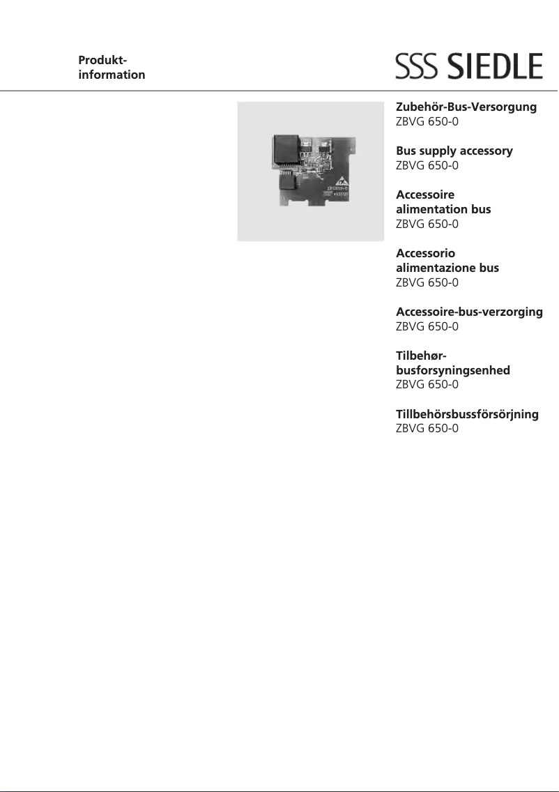 Image de la première page du manuel de l'appareil ZBVG 650-0