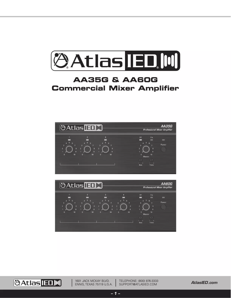 Page n°1 - Manuel utilisateur Atlas AA60G