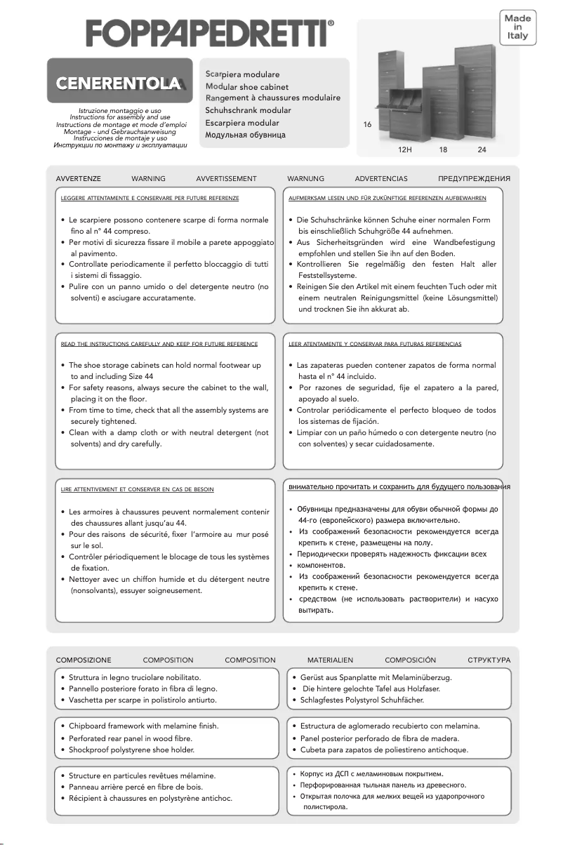 Image de la première page du manuel de l'appareil Cenerentola 24