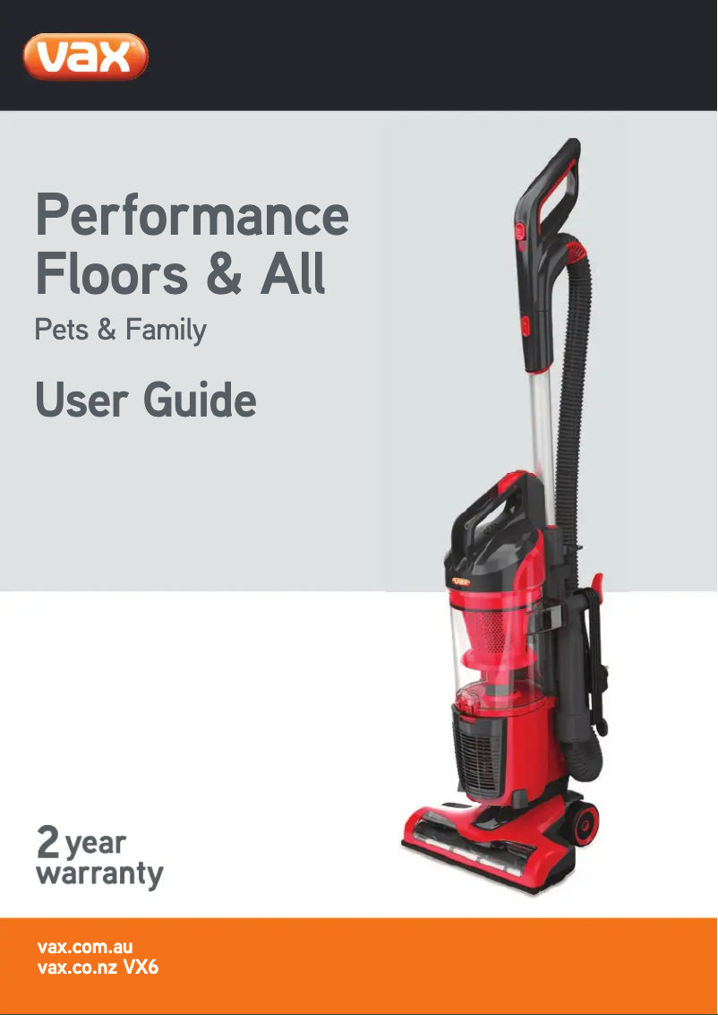 Page 1 de la notice Manuel utilisateur Vax Performance Floors & All VX6