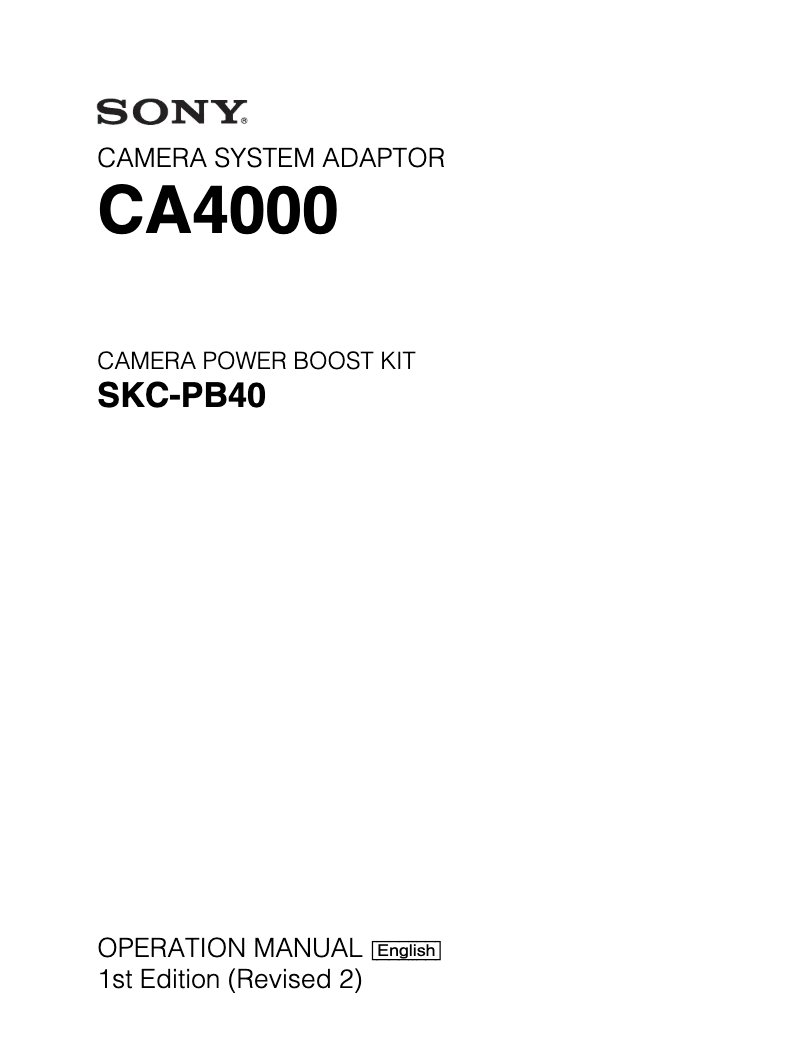 Page n°1 - Manuel utilisateur Sony CA4000