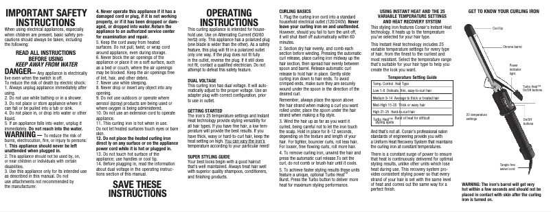 Page 1 de la notice Manuel utilisateur Conair CD87WCS