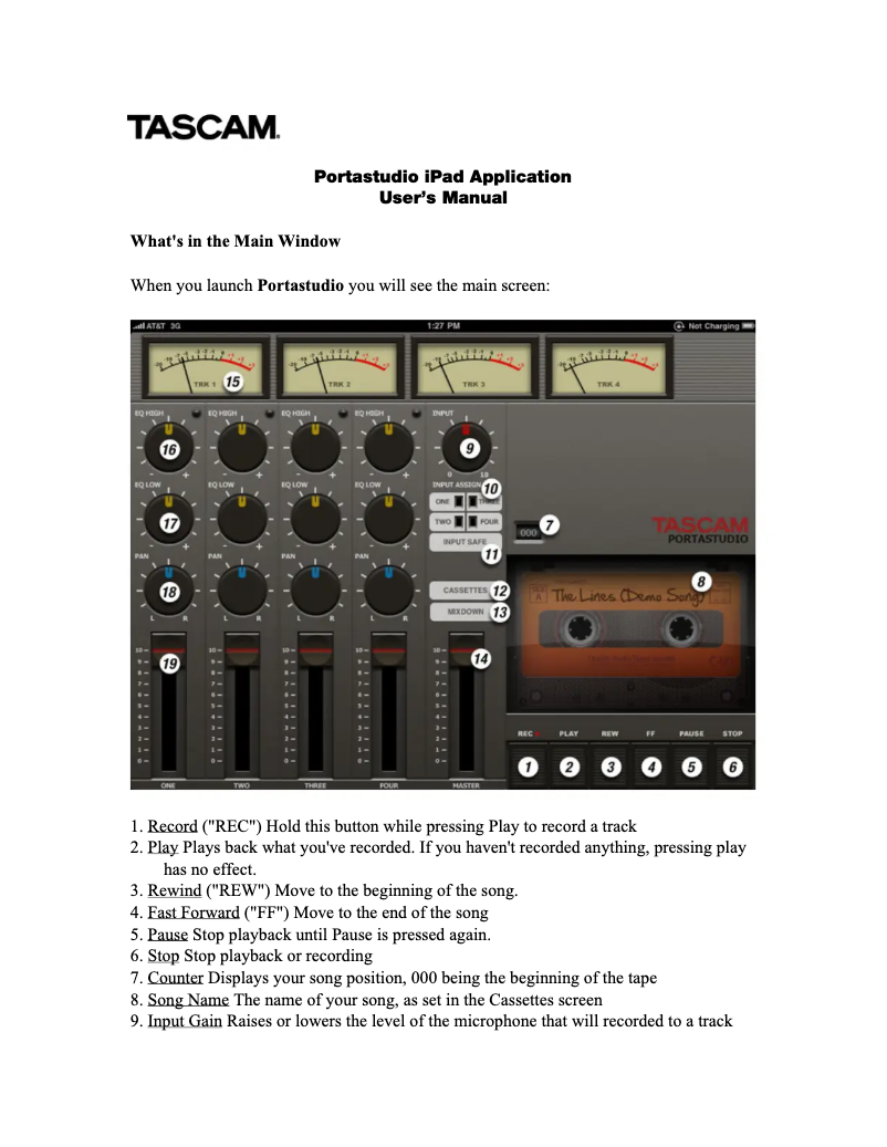 Image de la première page du manuel de l'appareil Portastudio