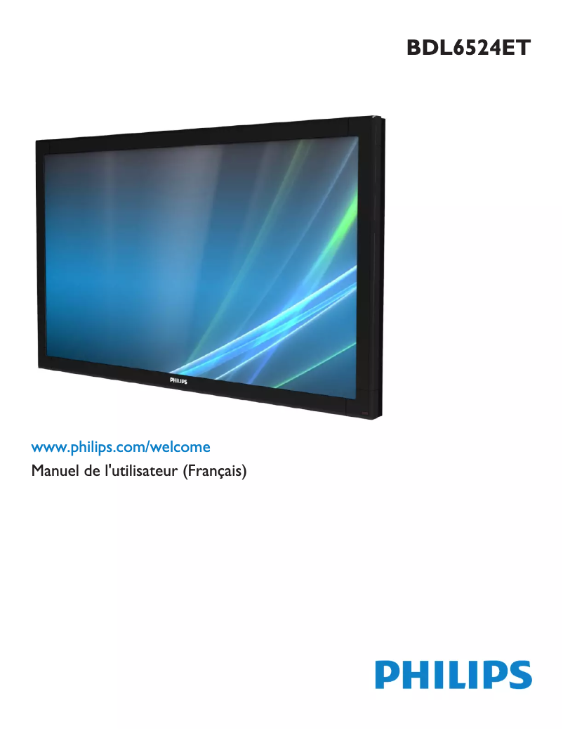 Page 1 de la notice Guide de démarrage rapide Philips Signage Solutions BDL6524ET