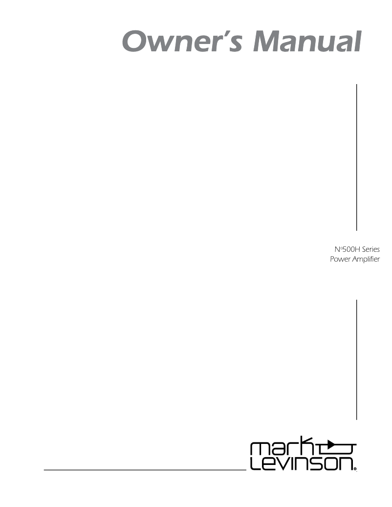 Page 1 de la notice Manuel utilisateur Mark Levinson No531H