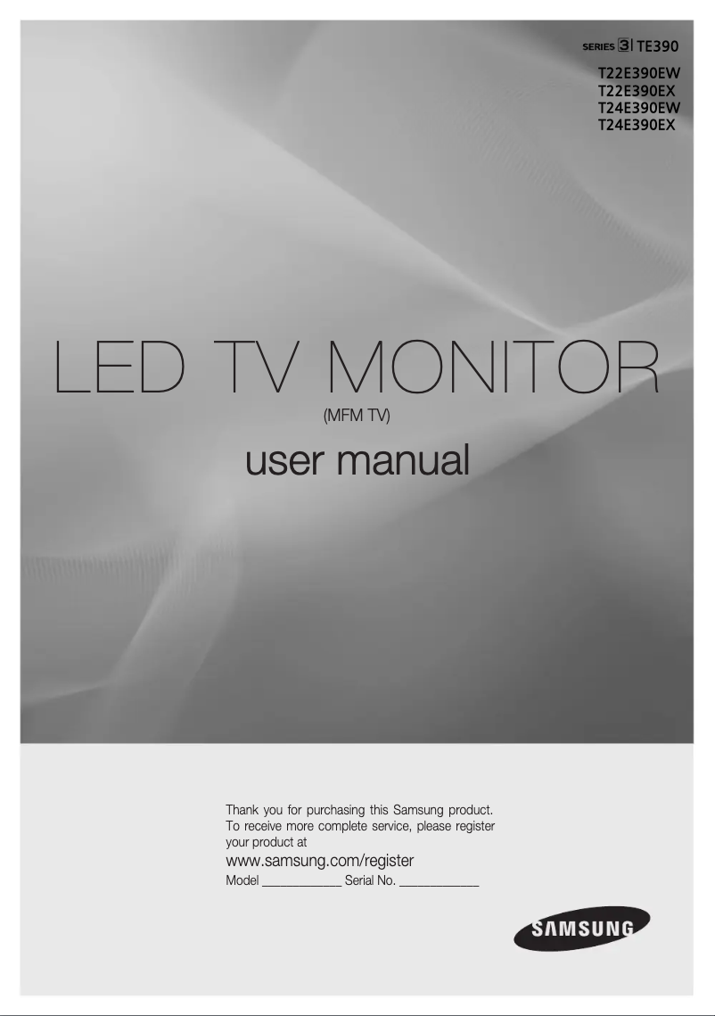 Page 1 de la notice Manuel utilisateur Samsung T24E390EW