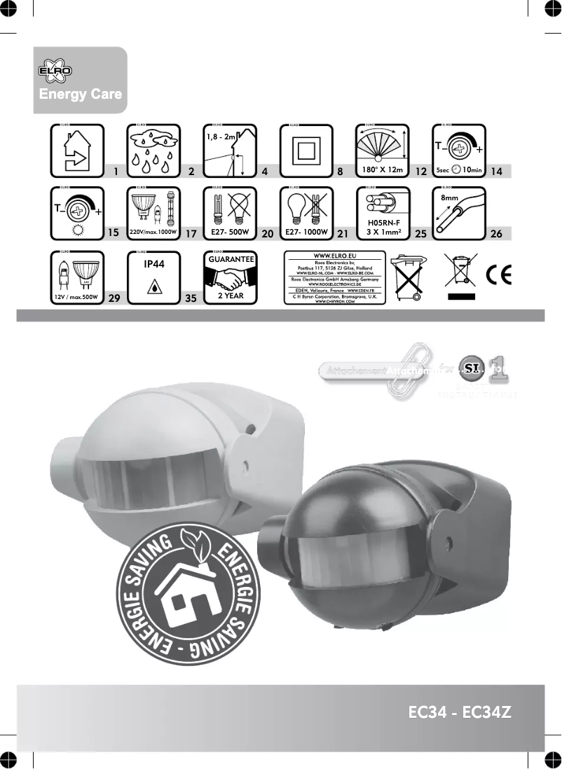 Page 1 de la notice Manuel utilisateur Elro EC34