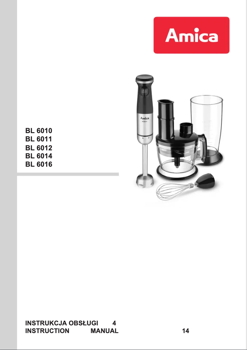 Page n°1 - Manuel utilisateur Amica BL 6016