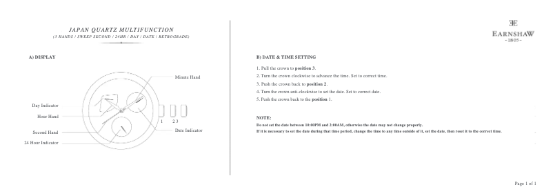 Page n°1 - Manuel utilisateur Earnshaw Cornwall ES-8060-02