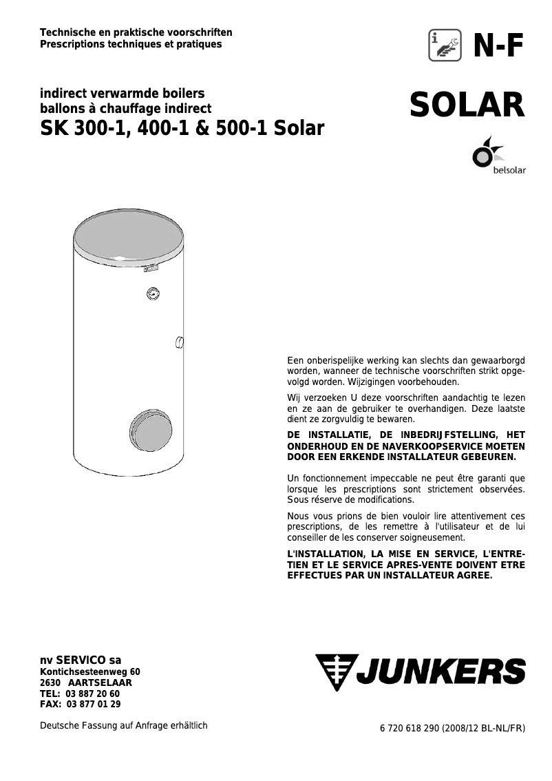 Page 1 de la notice Manuel utilisateur Junkers SK 300-1