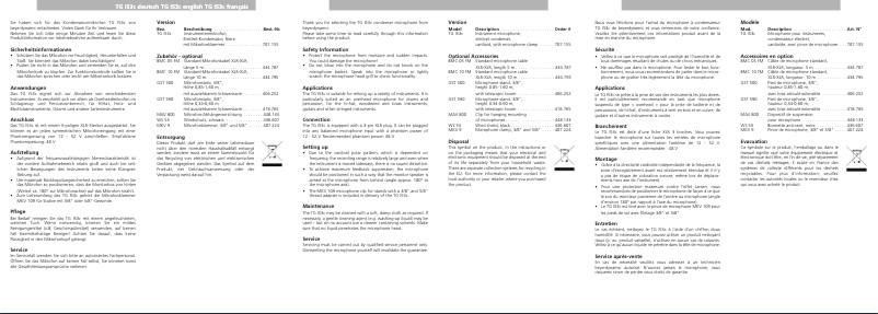 Page n°1 - Manuel utilisateur Beyerdynamic TG I53c Stereo-Set