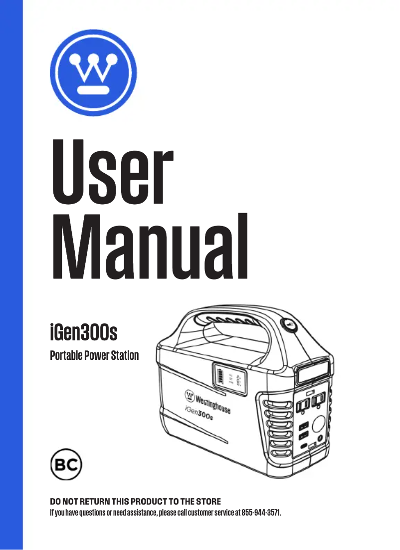 Page 1 de la notice Manuel utilisateur Westinghouse iGen300s