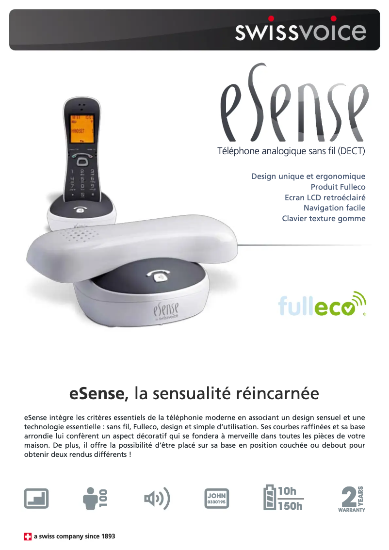 Página 1 del manual Ficha técnica Swissvoice eSense