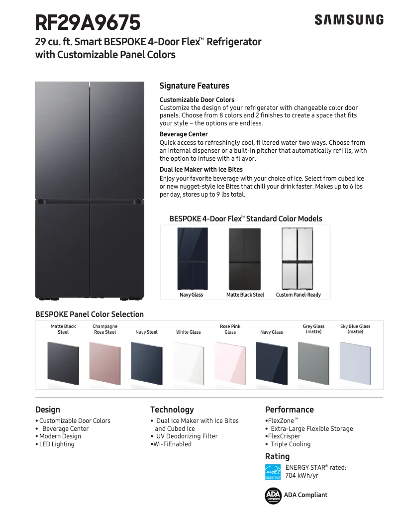 Page 1 de la notice Fiche technique Samsung RF29A967512