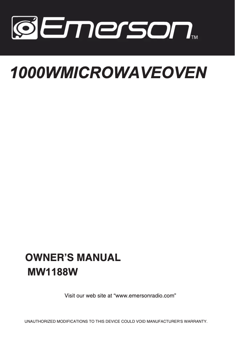 Image de la première page du manuel de l'appareil MW1188W