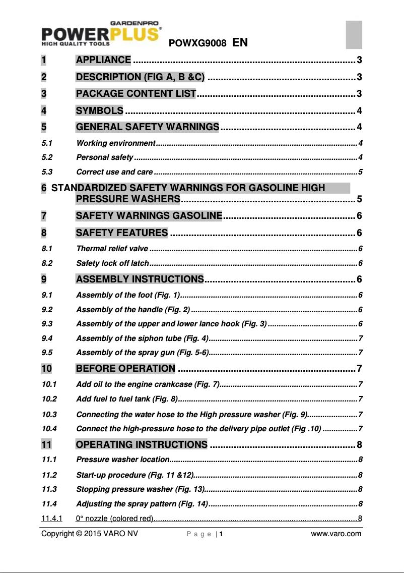 Page 1 de la notice Manuel utilisateur PowerPlus POWXG9008