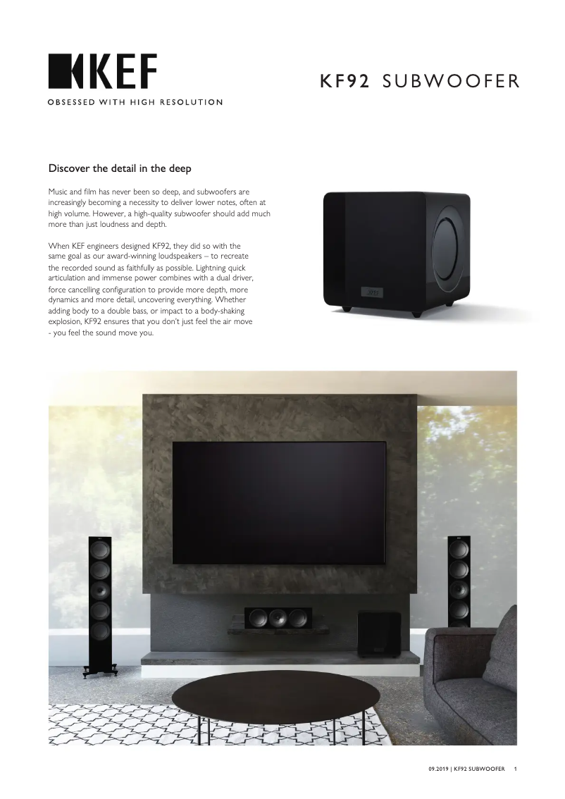 Página 1 del manual Ficha técnica KEF KF92