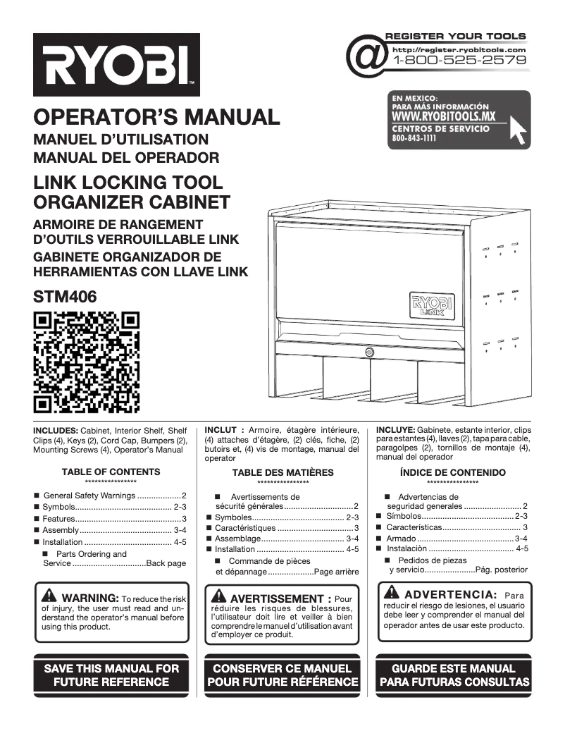 Page 1 de la notice Manuel utilisateur RYOBI STM406