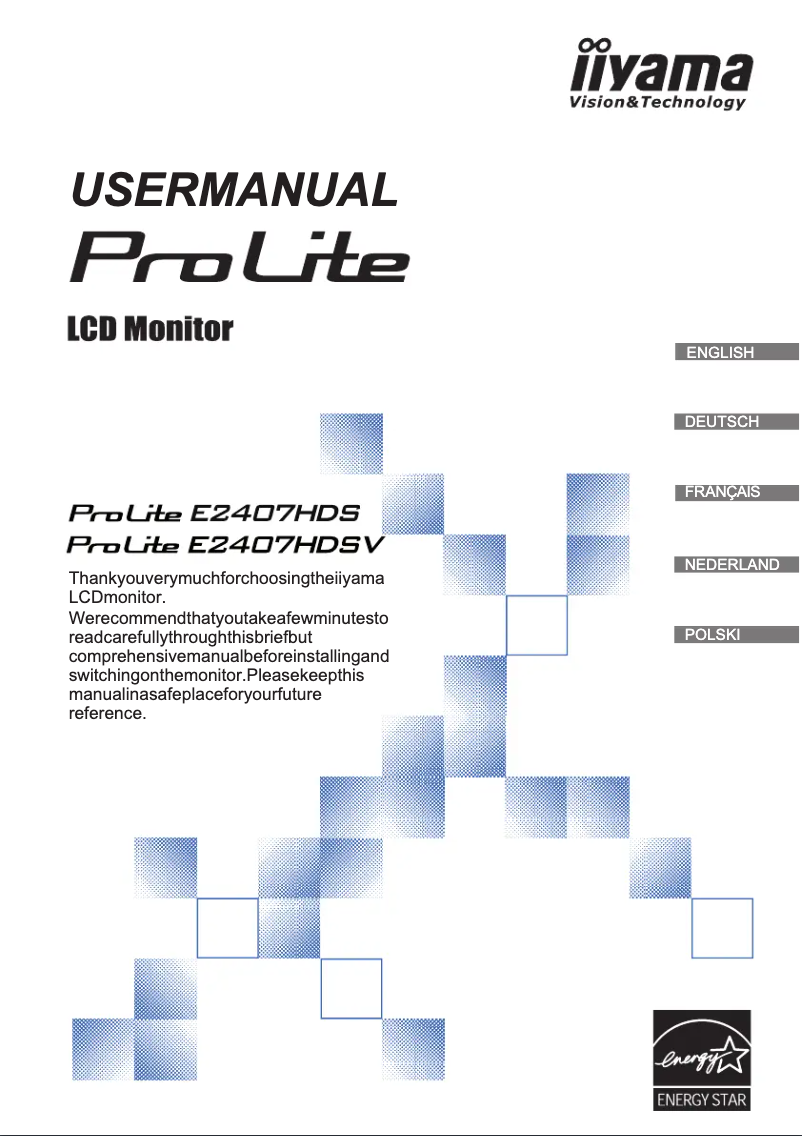 Page n°1 - Manuel utilisateur Iiyama ProLite E2407HDSV