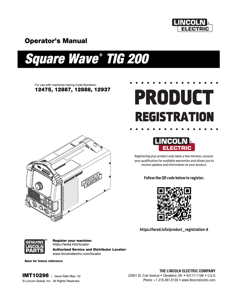 Página 1 del manual Manual de usuario Lincoln Electric Square Wave TIG 200