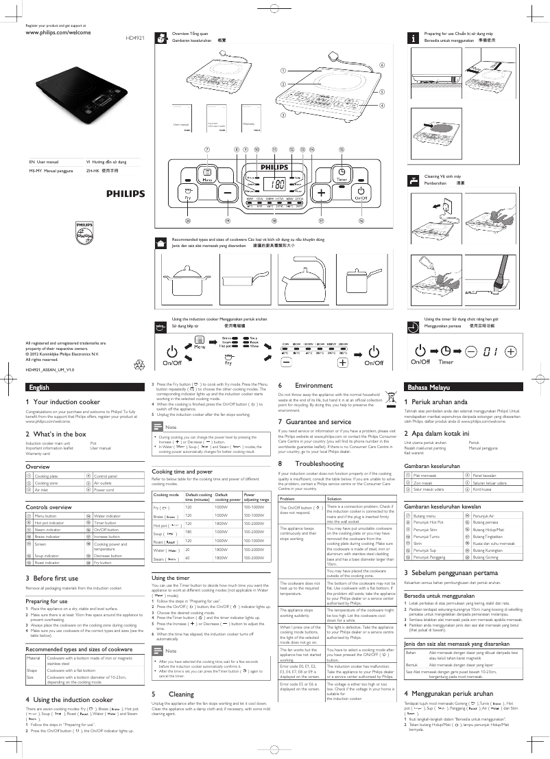 Page 1 de la notice Manuel utilisateur Philips Daily Collection HD4921