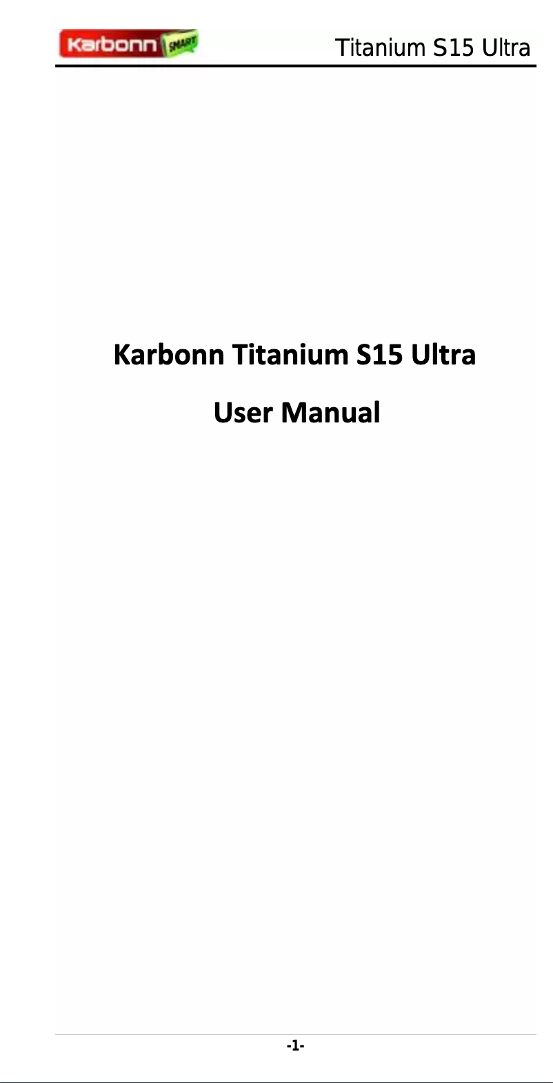 Page 1 de la notice Manuel utilisateur Karbonn Titanium S15 Ultra