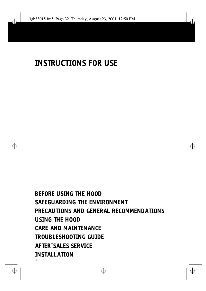 Page 1 de la notice Manuel utilisateur Whirlpool AKB 069 IX